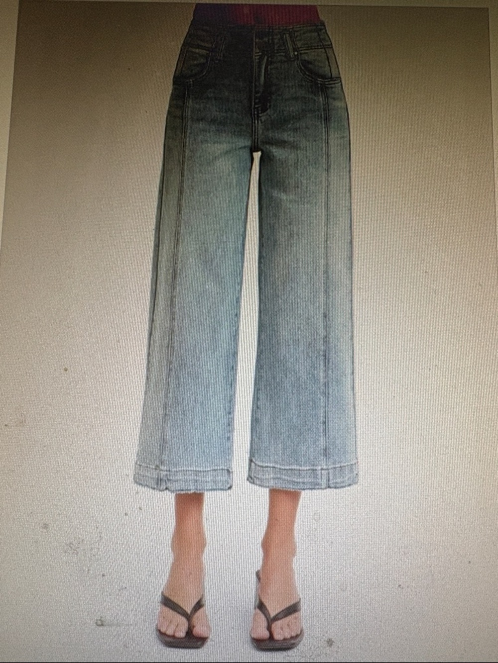 Risen high rise Cropped Wide-Leg Jeans in Washed Blue